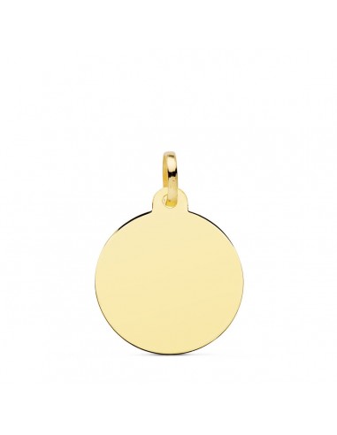 18K PLACA CHAPA DISCO ORO AMARILLO LISO BRILLO 18 MM