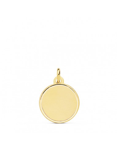 18K PLACA CHAPA DISCO ORO AMARILLO MATE BISEL 14 MM