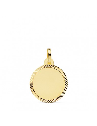 18K PLACA CHAPA ORO AMARILLO DISCO CERCO TALLADO 16 MM