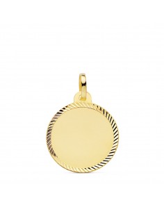 18K PLACA CHAPA DISCO ORO AMARILLO LISO MATE HELICE 18 MM