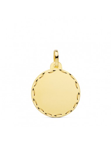 18K PLACA CHAPA DISCO LISO ORO AMARILLO MATE TALLADO 18 MM