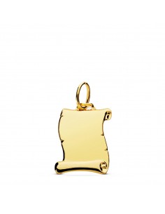 18K PLACA CHAPA COLGANTE PERGAMINO ORO AMARILLO LISO BRILLO 14X12 MM