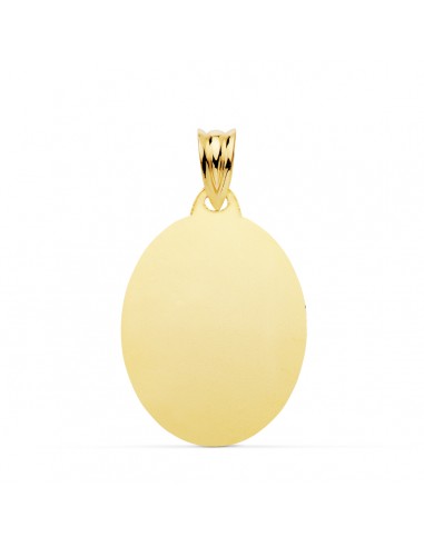 18K PLACA CHAPA OVAL ORO AMARILLO BRILLO 23X18 MM