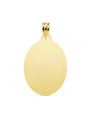 18K PLACA CHAPA OVAL ORO AMARILLO BRILLO 26X20 MM