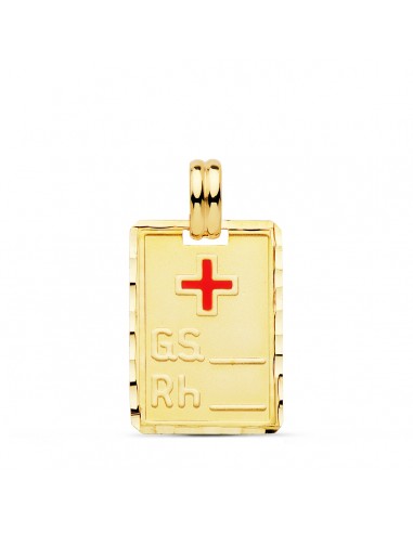 18K PLACA CHAPA ORO AMARILLO GRUPO SANGUINEO   RH 20X14 MM