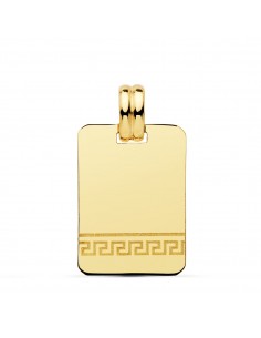 18K PLACA CHAPA ORO AMARILLO BRILLO GRECA 21X14 MM