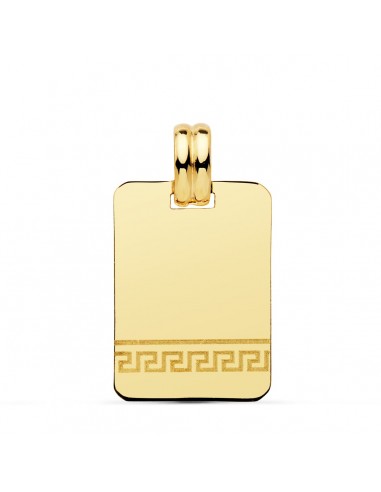 18K PLACA CHAPA ORO AMARILLO BRILLO GRECA 21X14 MM