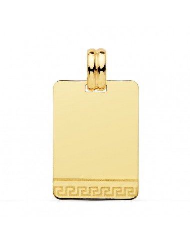 18K PLACA CHAPA ORO AMARILLO EN BRILLO GRECA 24X17 MM