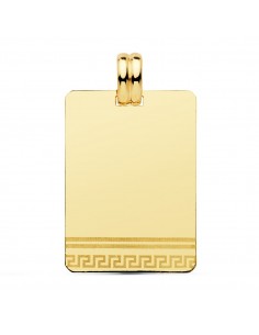 18K PLACA CHAPA LASER GRECA ORO AMARILLO 28X20 MM