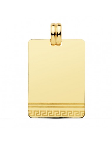 18K PLACA CHAPA LASER GRECA ORO AMARILLO 28X20 MM
