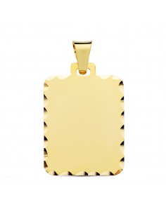 18K PLACA CHAPA ORO AMARILLO MATE TALLADA 28X20 MM