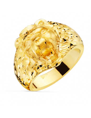 18K SELLO ORO AMARILLO LEON TALLADO ANCHO TOTAL 17 MM