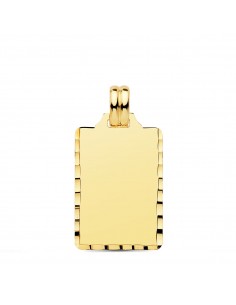 18K PLACA CHAPA LISA ALTO BRILLO ORO AMARILLO TALLADA 24X14 MM