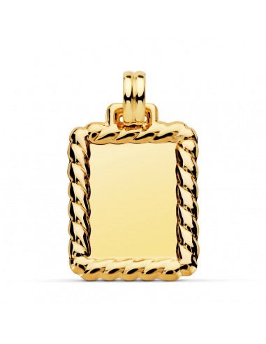 18K PLACA CHAPA ORO AMARILLO EN BRILLO CON BORDE 28X23 MM
