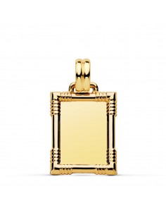 18K PLACA CHAPA ORO AMARILLO BRILLO CON BORDE 22X17 MM