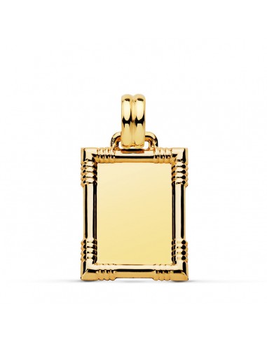 18K PLACA CHAPA ORO AMARILLO BRILLO CON BORDE 22X17 MM