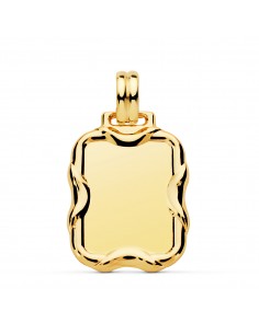 18K PLACA CHAPA LIGERA ORO AMARILLO RECTANGULAR EN BRILLO 23 X 19MM