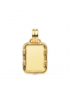18K PLACA CHAPA ORO AMARILLO BRILLO CON BORDE 19X15 MM