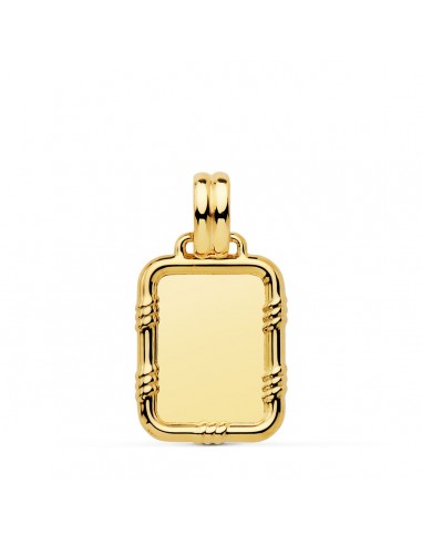 18K PLACA CHAPA ORO AMARILLO BRILLO CON BORDE 19X15 MM