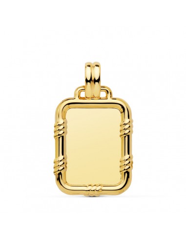 18K PLACA CHAPA ORO AMARILLO BRILLO CON BORDE 26X18 MM