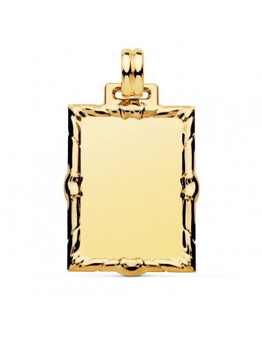 18K PLACA CHAPA LABRADA ORO AMARILLO RECTANGULAR 30X24 MM