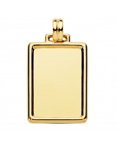 18K PLACA CHAPA LISA BRILLO BORDE ORO AMARILLO 31X23 MM