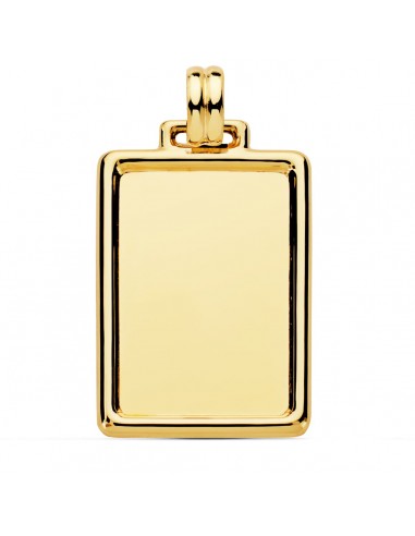 18K PLACA CHAPA LISA BRILLO BORDE ORO AMARILLO 31X23 MM
