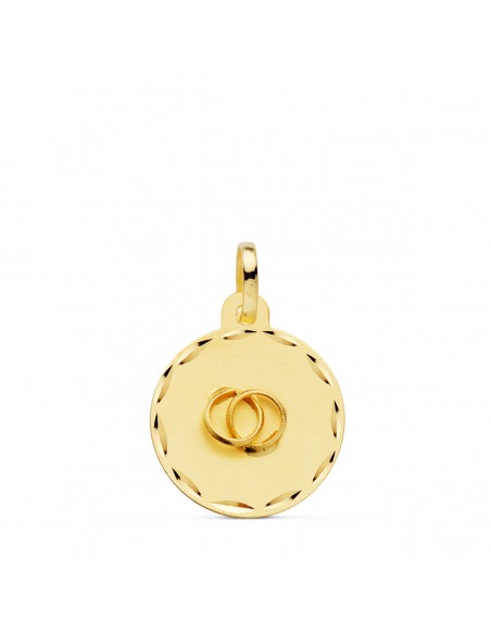 18K DISCO ORO AMARILLO REDONDO ALIANZAS TALLADO. 16 MM.