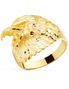18K SELLO MACIZO ORO AMARILLO AGUILA CALVA AMERICANA TALLADA ANCHO 19 MM