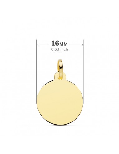 18K DISCO ORO AMARILLO LISO EN BRILLO 16 MM.