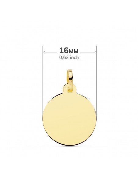 18K DISCO ORO AMARILLO LISO EN BRILLO 16 MM.