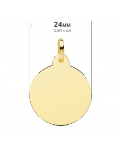 18K MEDALLA ORO AMARILLO DISCO LISO BRILLO 24 MM. 2
