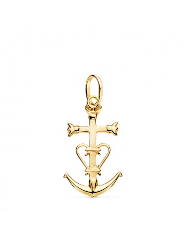 18K COLGANTE CRUZ DE LA CAMARGA ORO AMARILLO. 23 X 13 MM