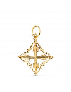 18K COLGANTE ORO AMARILLO CRUZ MALLORQUINA 26 X 22 MM