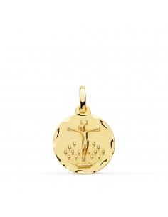 18K MEDALLA ORO AMARILLO CRISTO DE LA LAGUNA TALLADA 16 MM