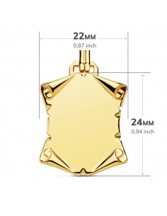 18K PERGAMINO LISO BRILLO PAPIRO. 24 X 22 MM 2