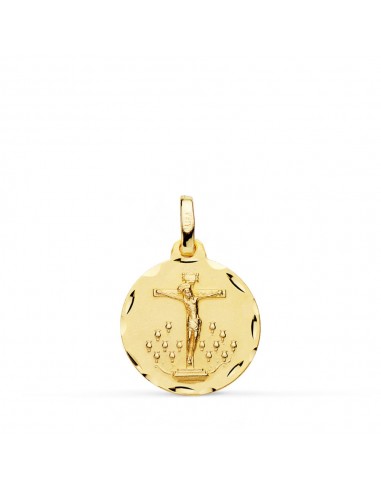 18K MEDALLA ORO AMARILLO CRISTO DE LA LAGUNA TALLADA 16 MM