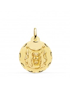 18K MEDALLA ORO AMARILLO SANTA FAZ TALLADA 22 MM