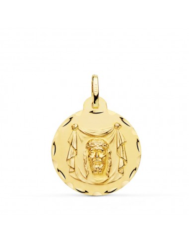 18K MEDALLA ORO AMARILLO SANTA FAZ TALLADA 22 MM