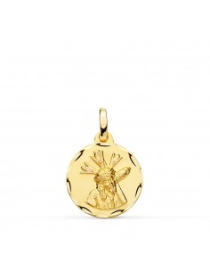 18K MEDALLA ORO AMARILLO CRISTO DEL GRAN PODER TALLADA 16 MM