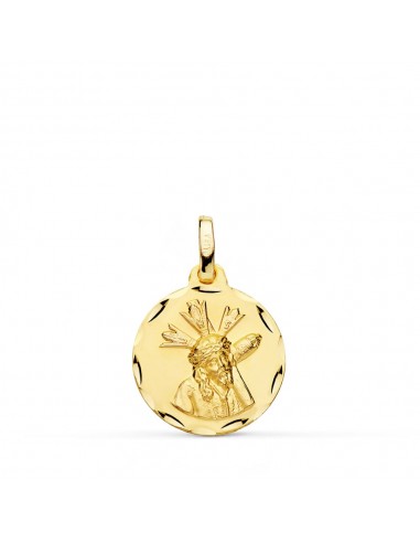18K MEDALLA ORO AMARILLO CRISTO DEL GRAN PODER TALLADA 16 MM