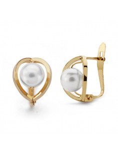 18K PENDIENTES PERLA. 12 X 8 MM.