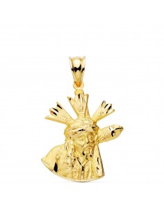 18K COLGANTE CRISTO GRAN PODER SILUETA ORO AMARILLO 24X20 MM