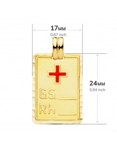 PLACA GRUPO SANGUINEO + RH GRANDE. 24 X 17 MM 2