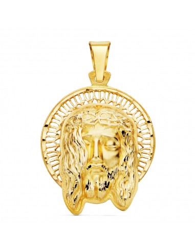 18K COLGANTE COLGANTE ORO AMARILLO CABEZA DE CRISTO ORLA 29X25 MM