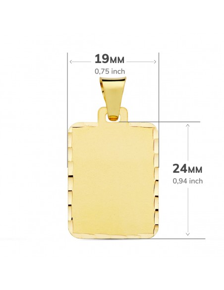 18K CHAPA MATE TALLADA. 24 X 19 MM.