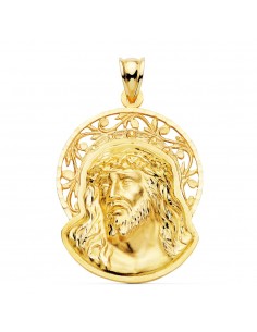 18K COLGANTE COLGANTE ORO AMARILLO CABEZA DE CRISTO ORLA 32X26 MM