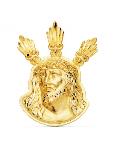 18K COLGANTE COLGANTE ORO AMARILLO CABEZA DE CRISTO  POTENCIAS 38X29 MM