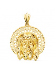 18K COLGANTE COLGANTE ORO AMARILLO CABEZA DE CRISTO  ORLA 31X31 MM