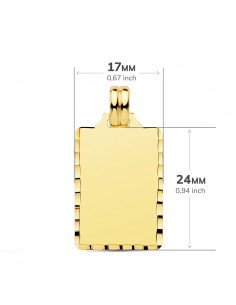 18K CHAPA LISA ALTO BRILLO TALLADA. 24X14 MM 2